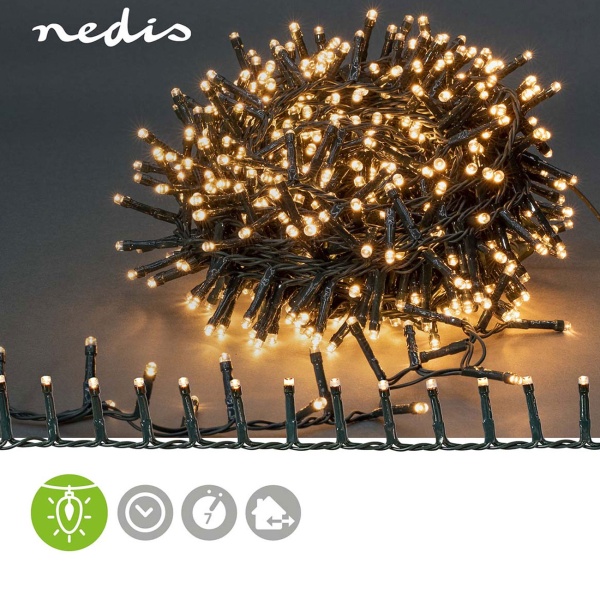 2er-Set LED Lichterkette Cluster je 560 LEDs warmweiss, je 11,2 m – Büschel-Lichterkette für innen & aussen, 7 Effekte, Timer - Weihnachtsbeleuchtung