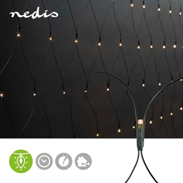 LED Lichternetz 2 x 1 m 160 LEDs warmweiss – Lichterkette Netz für Büsche, Sträucher und Fenster, innen & aussen IP44, Timer, 7 Lichteffekte
