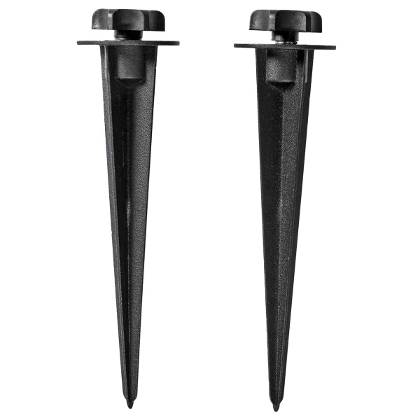 2er-Set Erdspiess Aluminium 17,5 cm – Bodenspiess für LED Fluter und Gartenstrahler: Einfache Handschraube zur Montage ohne Werkzeug, schwarz