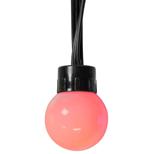 WLAN Partylichterkette RGB 10,8 m mit 48 LED Kugeln Ø 30 mm – App- und Sprachsteuerung, Musikmodus, Timer, für den Aussenbereich IP65