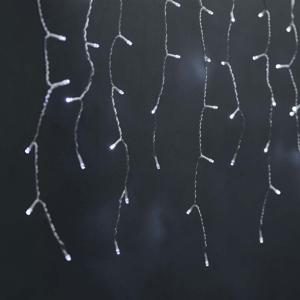 Eisregen Lichterkette WLAN 8 m mit 400 LEDs warmweiss bis kaltweiss – App- und Sprachsteuerung, dimmbar, 80 Stränge, IP65, transparentes Kabel