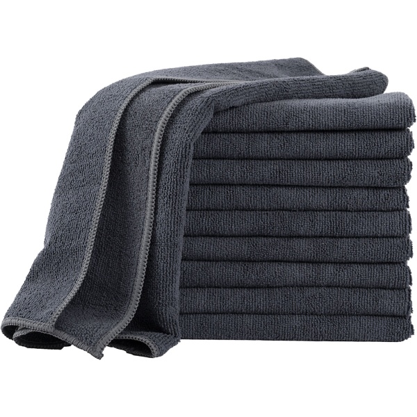 10er-Set Mikrofaser-Putztücher Anthrazit 40x40cm - 300 g/m² - Extrem saugstark, fusselfrei & streifenfrei - Hochwertige Reinigungstücher bis 90°C waschbar