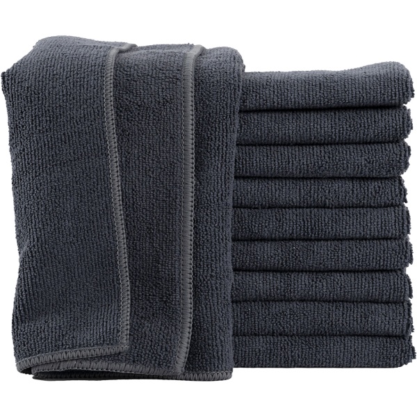 10er-Set Mikrofaser-Putztücher Anthrazit 40x40cm - 300 g/m² - Extrem saugstark, fusselfrei & streifenfrei - Hochwertige Reinigungstücher bis 90°C waschbar