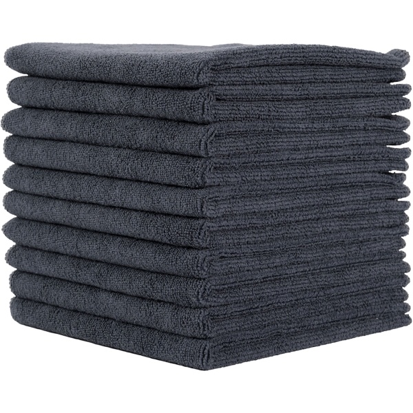 10er-Set Mikrofaser-Putztücher Anthrazit 40x40cm - 300 g/m² - Extrem saugstark, fusselfrei & streifenfrei - Hochwertige Reinigungstücher bis 90°C waschbar