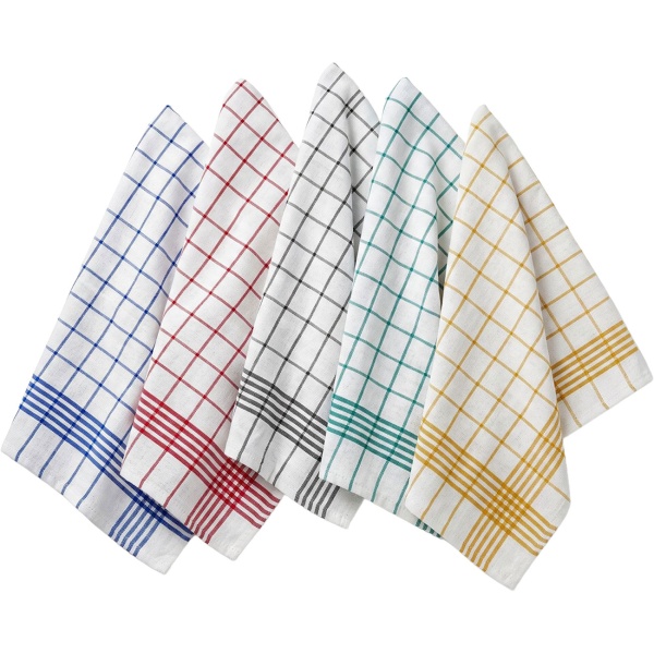 10er-Set Geschirrtücher 50x70 cm – 100% Baumwolle, saugstark & kariert – Hochwertige, bunte Küchenhandtücher, bei 60°C waschbar & für den Trockner geeignet
