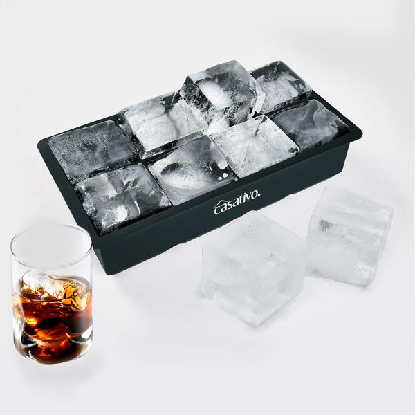 3er-Set XXL Silikon Eiswürfelform (8 Fächer, 5x5cm): Grosse Eiswürfel, 1 Liter Füllmenge – BPA-freie, langlebige & wiederverwendbare Eiswürfelform