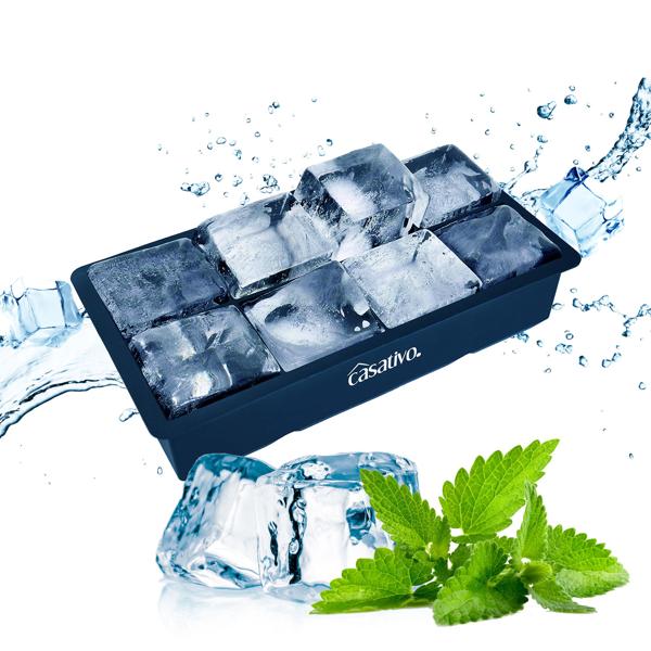 XXL Silikon Eiswürfelform (8 Fächer, 5x5cm): Grosse Eiswürfel, 1 Liter Füllmenge – BPA-freie, langlebige & wiederverwendbare Eiswürfelform