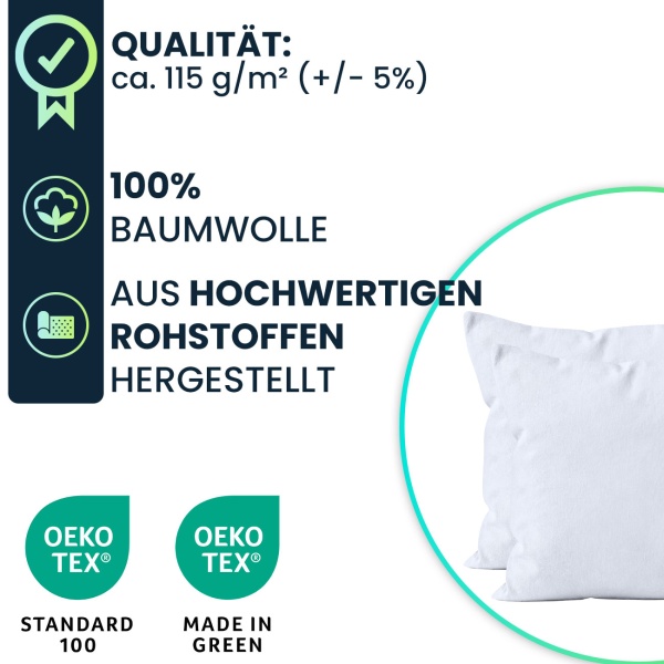 Kissenbezug 2er-Set 40x40 Weiss - Hochwertige Baumwolle Kissenhüllen für Deko, Bett & Sofakissen - Langlebig, Pflegeleicht & mit Reissverschluss