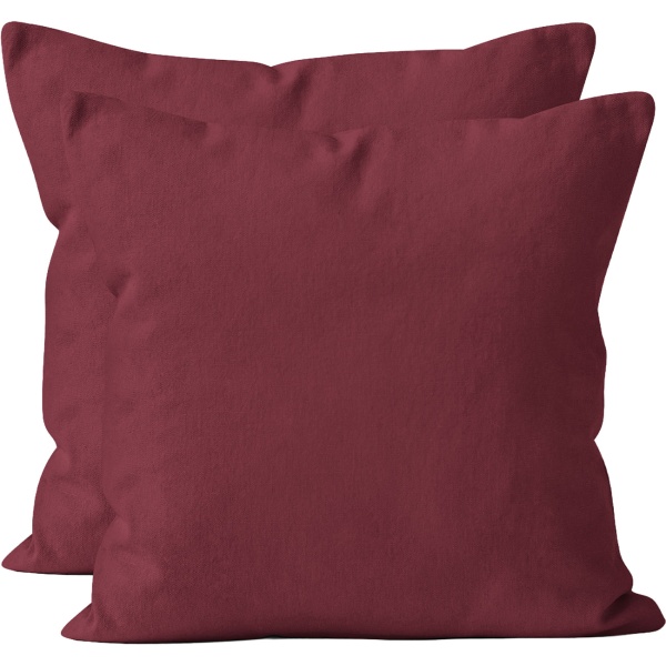 Kissenbezug 2er-Set 40x40 Bordeaux - Hochwertige Baumwolle Kissenhüllen für Deko, Bett & Sofakissen - Langlebig, Pflegeleicht & mit Reissverschluss