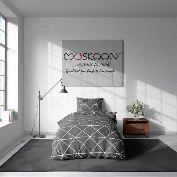 2er-Set Bettwäsche 135x200/80x80 cm, 100% Baumwolle mit Reissverschluss, hautsympathische & atmungsaktive Bett- und Kissenbezüge für erholsamen Schlaf