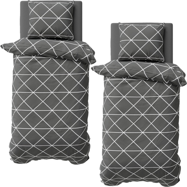2er-Set Bettwäsche 135x200/80x80 cm, 100% Baumwolle mit Reissverschluss, hautsympathische & atmungsaktive Bett- und Kissenbezüge für erholsamen Schlaf