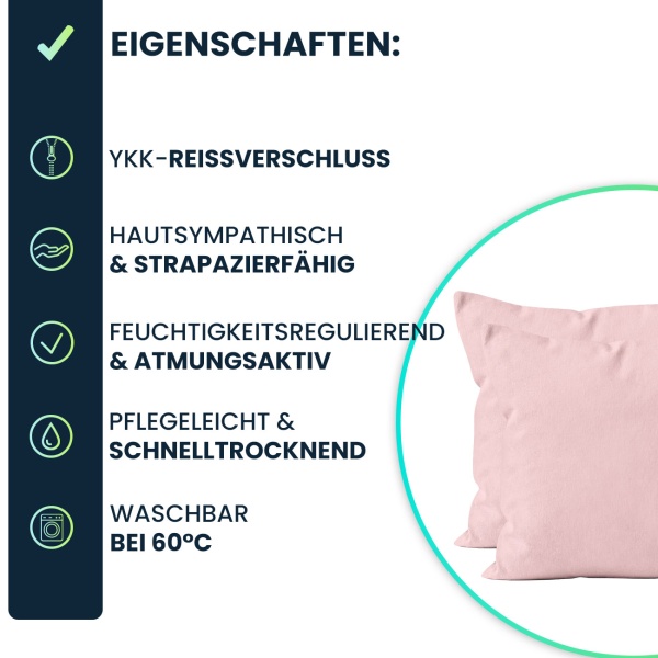 Kissenbezug 2er-Set 40x40 Rosa - Hochwertige Mikrofaser Kissenhüllen für Deko, Bett & Sofakissen - Hautsympathisch, pflegeleicht & mit Reissverschluss