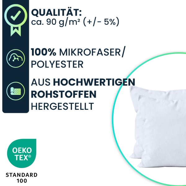 Kissenbezug 2er-Set 80x80 Weiss - Hochwertige Mikrofaser Kissenhüllen für Deko, Bett & Sofakissen - Hautsympathisch, pflegeleicht & mit Reissverschluss