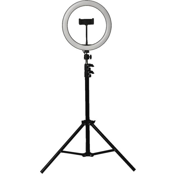 Professionelles LED-Ringlicht, Stativ-Ständer und Smartphone-Halterung, Fernauslöser, Ø 10" / 25 cm, App, für Youtube, TikTok, Make-Up, Live-Stream