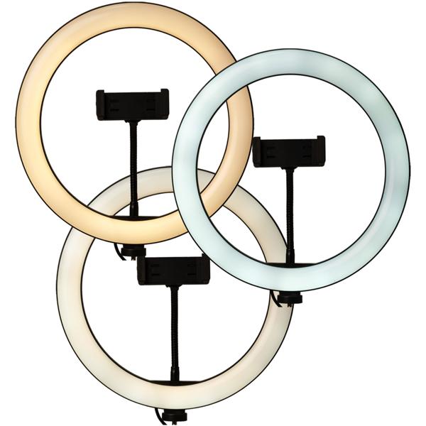 Professionelles LED-Ringlicht, Stativ-Ständer und Smartphone-Halterung, Fernauslöser, Ø 10" / 25 cm, App, für Youtube, TikTok, Make-Up, Live-Stream
