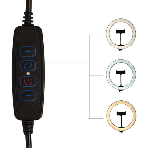 Professionelles LED-Ringlicht, Stativ-Ständer und Smartphone-Halterung, Fernauslöser, Ø 10" / 25 cm, App, für Youtube, TikTok, Make-Up, Live-Stream