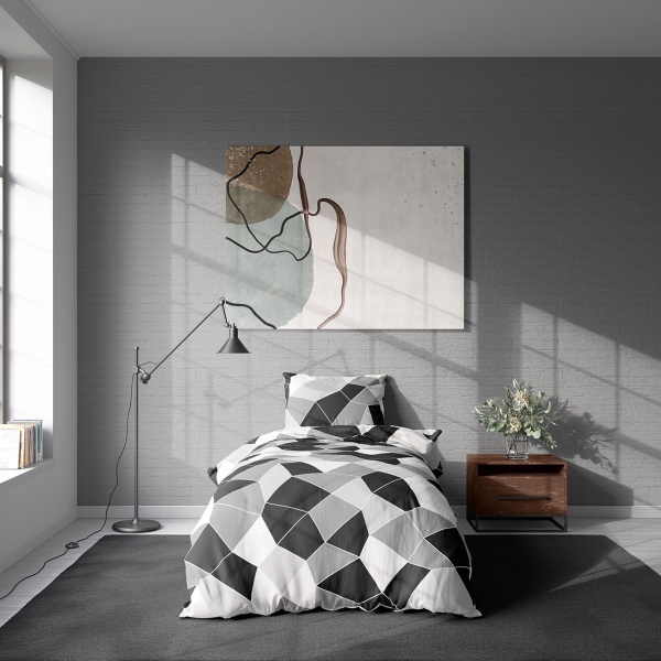2er-Set Bettwäsche-Set 135x200/80x80 cm, Mosaic, OEKO-TEX 100% Mikrofaser mit Reissverschluss, hautsympathischer & atmungsaktiver Bett- und Kissenbezug