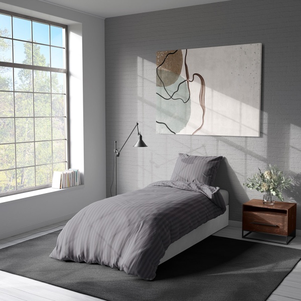 Bettwäsche-Set 135x200/80x80 cm, 100% Mikrofaser mit Reissverschluss, hautsympathischer & atmungsaktiver Bett- und Kissenbezug, Grau