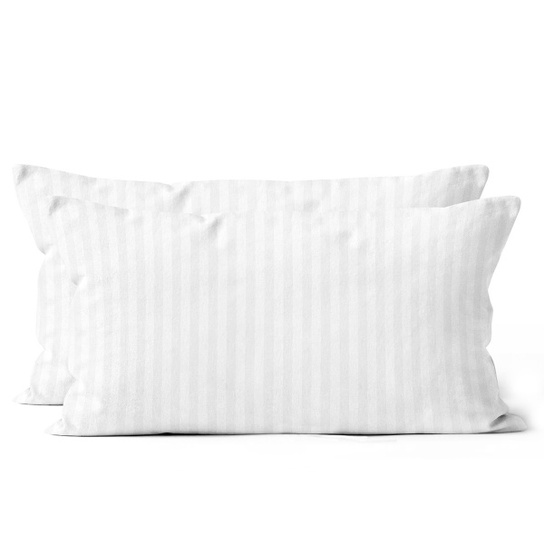 Kissenbezug 2er-Set 40x80 cm OEKO-TEX - Hochwertige Mikrofaser Kissenhüllen - Hautsympathisch, pflegeleicht & mit Reissverschluss - Weiss