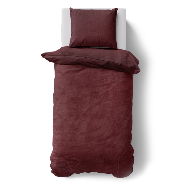 Bettwäsche-Set Cashmere Touch 135x200/80x80 cm, 100% Mikrofaser: Reissverschluss, hautsympathischer & atmungsaktiver Bett- & Kissenbezug - Bordeaux