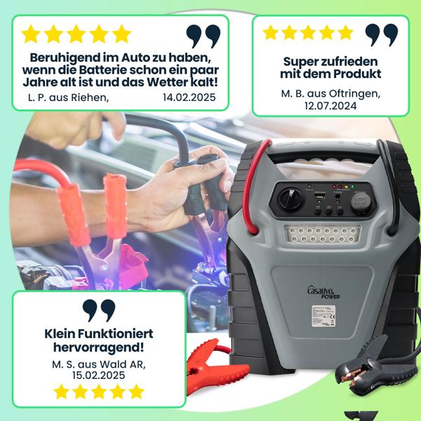 5-in-1 Powerbank mit Starthilfe Booster & Luftkompressor – 12V, 20Ah, 1000A, 150 PSI – leistungsstark, mobil & vielseitig – für Auto, Motorrad & Outdoor