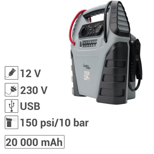 5-in-1 Powerbank mit Starthilfe Booster & Luftkompressor – 12V, 20Ah, 1000A, 150 PSI – leistungsstark, mobil & vielseitig – für Auto, Motorrad & Outdoor