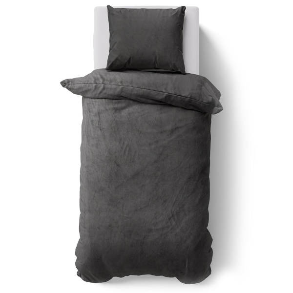 Bettwäsche-Set Cashmere Touch 135x200/80x80 cm, 100% Mikrofaser: Reissverschluss, hautsympathischer & atmungsaktiver Bett- & Kissenbezug - Anthrazit