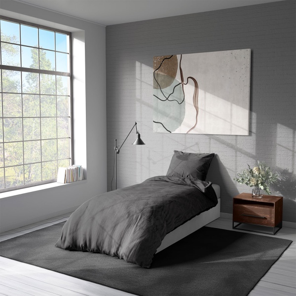 Bettwäsche-Set Cashmere Touch 135x200/80x80 cm, 100% Mikrofaser: Reissverschluss, hautsympathischer & atmungsaktiver Bett- & Kissenbezug - Anthrazit