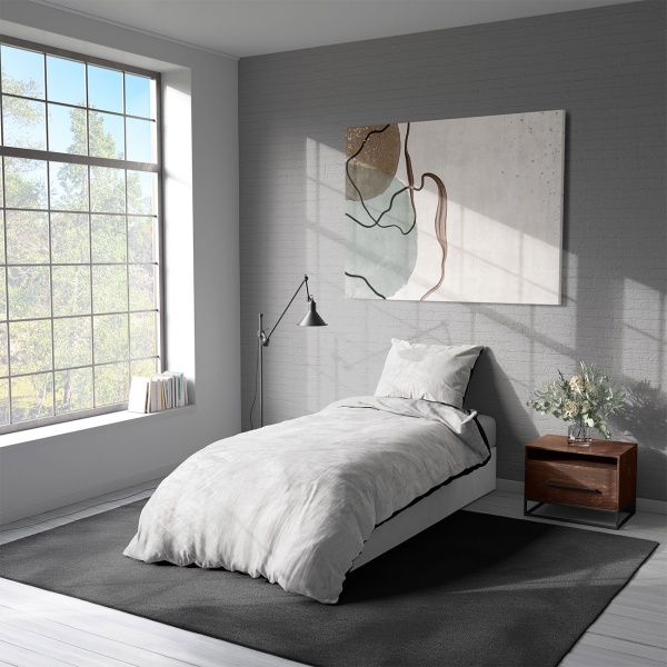 Bettwäsche-Set Cashmere Touch 135x200/80x80 cm, 100% Mikrofaser: Reissverschluss, hautsympathischer & weicher Bett- & Kissenbezug - Anthrazit/Silber