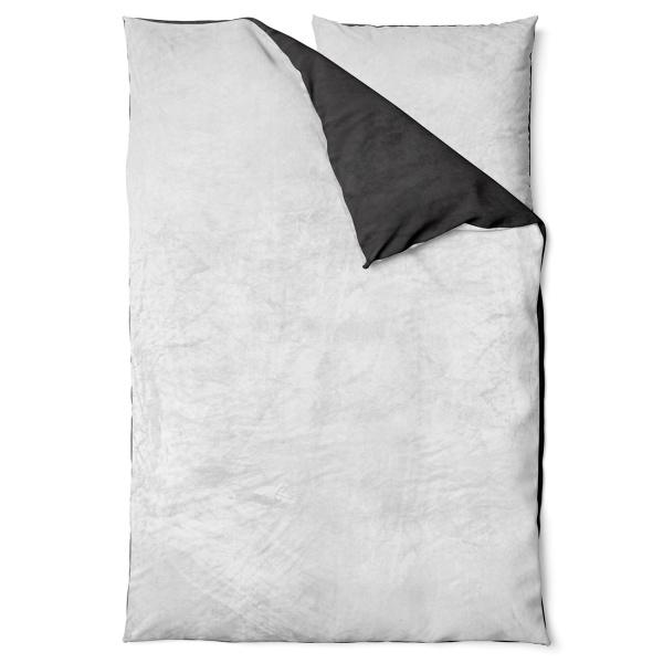 Bettwäsche-Set Cashmere Touch 135x200/80x80 cm, 100% Mikrofaser: Reissverschluss, hautsympathischer & weicher Bett- & Kissenbezug - Anthrazit/Silber