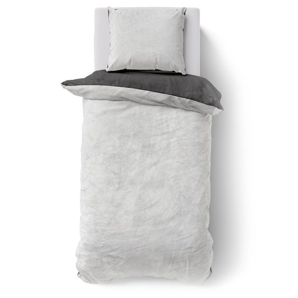 Bettwäsche-Set Cashmere Touch 135x200/80x80 cm, 100% Mikrofaser: Reissverschluss, hautsympathischer & weicher Bett- & Kissenbezug - Anthrazit/Silber
