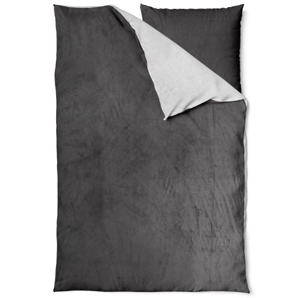 Bettwäsche-Set Cashmere Touch 135x200/80x80 cm, 100% Mikrofaser: Reissverschluss, hautsympathischer & weicher Bett- & Kissenbezug - Anthrazit/Silber