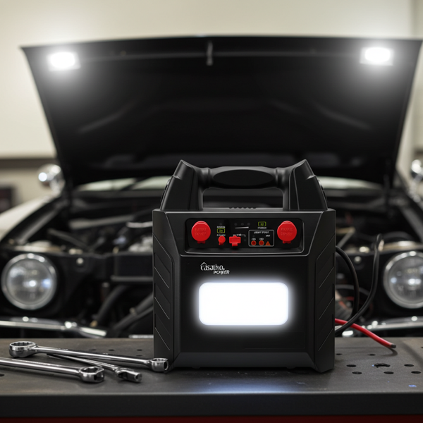 5-in-1 Pkw-Starthilfe 12V/24V (2000A) mit Powerbank 40Ah – Mobiler Batterie-Booster mit 230V-Steckdose, 12V-Ausgang & LED-Leuchte