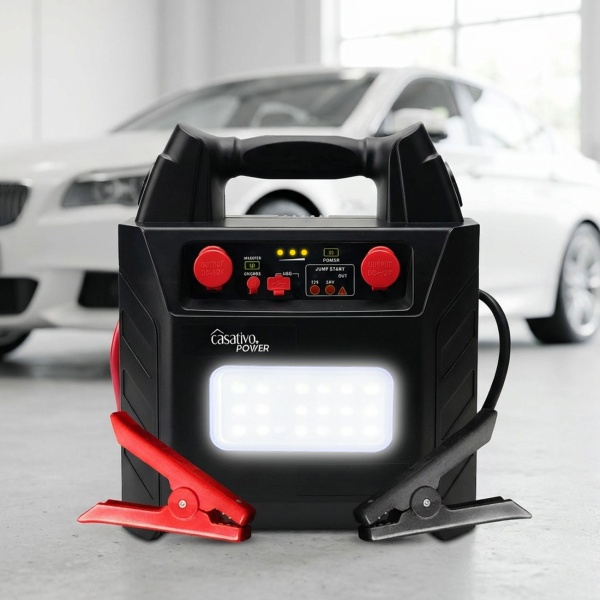 5-in-1 Pkw-Starthilfe 12V/24V (2000A) mit Powerbank 40Ah – Mobiler Batterie-Booster mit 230V-Steckdose, 12V-Ausgang & LED-Leuchte