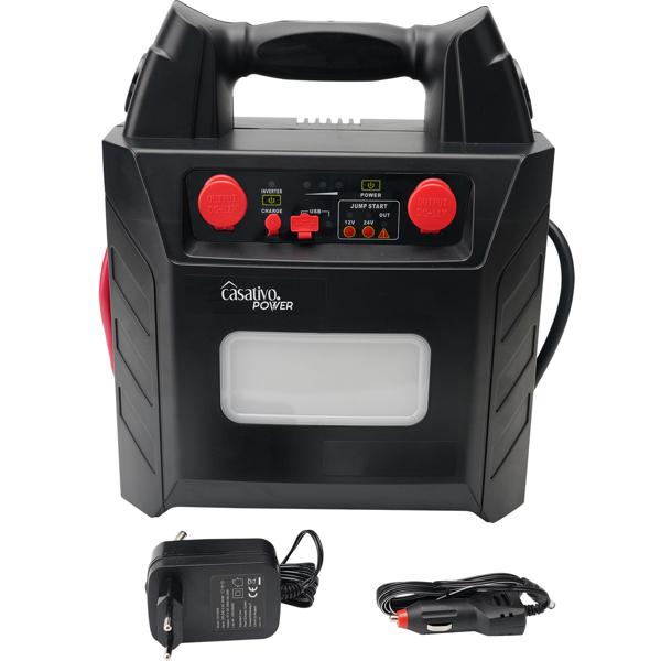 5-in-1 Pkw-Starthilfe 12V/24V (2000A) mit Powerbank 40Ah – Mobiler Batterie-Booster mit 230V-Steckdose, 12V-Ausgang & LED-Leuchte