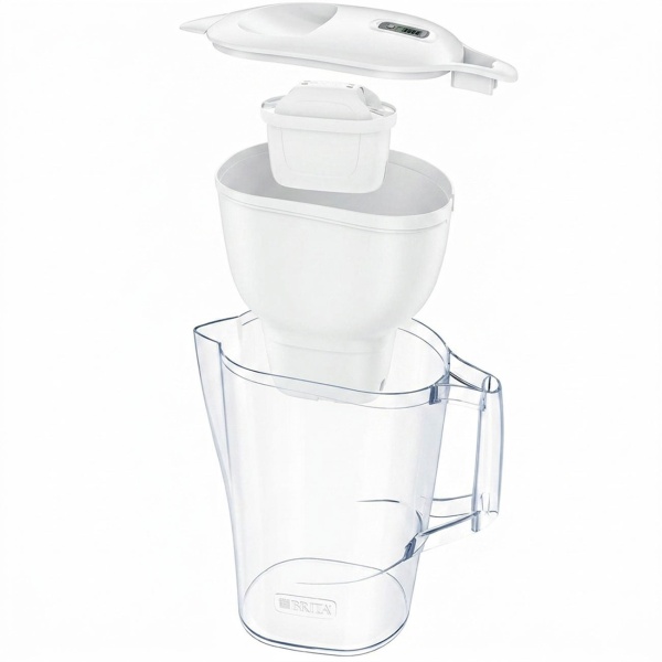 BRITA Tischwasserfilter Aluna inklusive 1 MAXTRA PRO Kartusche, 2,4L Gesamtkapazität, reduziert Kalk & Chlor, BPA-frei, für frisches Trinkwasser, weiss