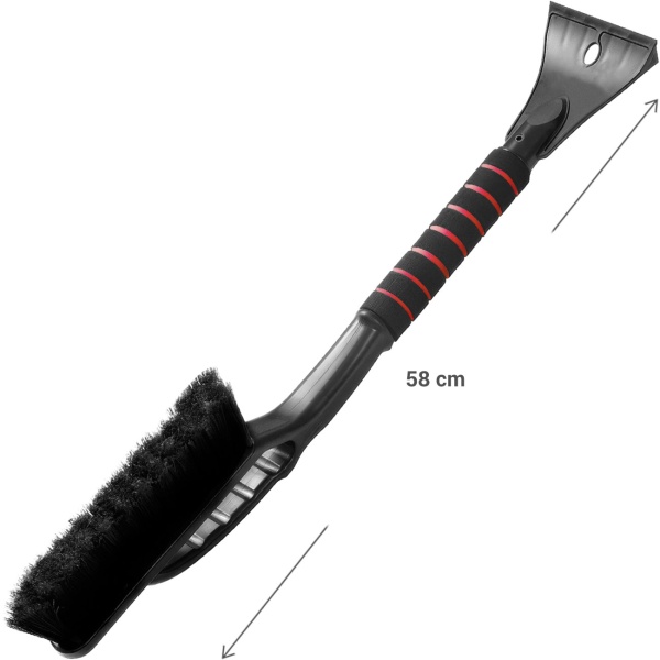 Effektiver Auto Eiskratzer mit Besen für Wintersport & Auto – Handlicher Schneebesen mit Softgriff & 10 cm Schaber für Scheiben & Lack