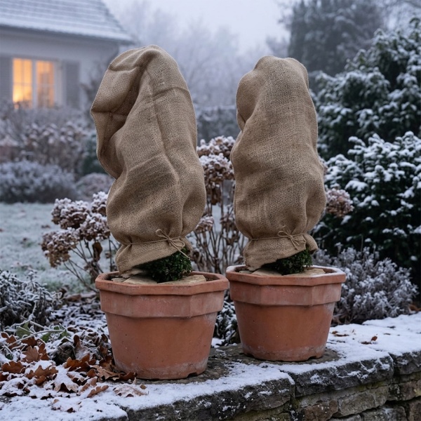 2er-Set Robuster Winterschutz-Jutesack 50x80cm für Pflanzen & Rosen, umweltfreundlich, extrem strapazierfähig, wiederverwendbarer Frostschutz