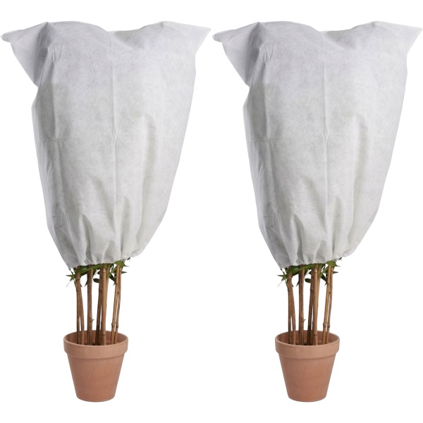2er-Set Winterschutz-Vlieshaube mit Reissverschluss & Kordelzug für Pflanzen (80 x 120 cm, Ø 50 cm) – der perfekte Kälteschutz für Topfpflanzen
