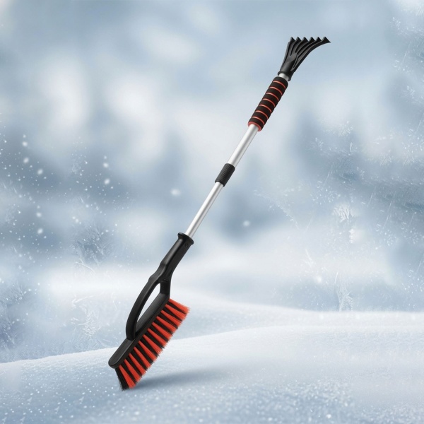 Auto Eiskratzer mit Schneebesen, Teleskopstiel 87-114cm - Eisschaber für Auto SUV LKW - Schneebesen Auto mit Softgriff & Aluminium-Schaft