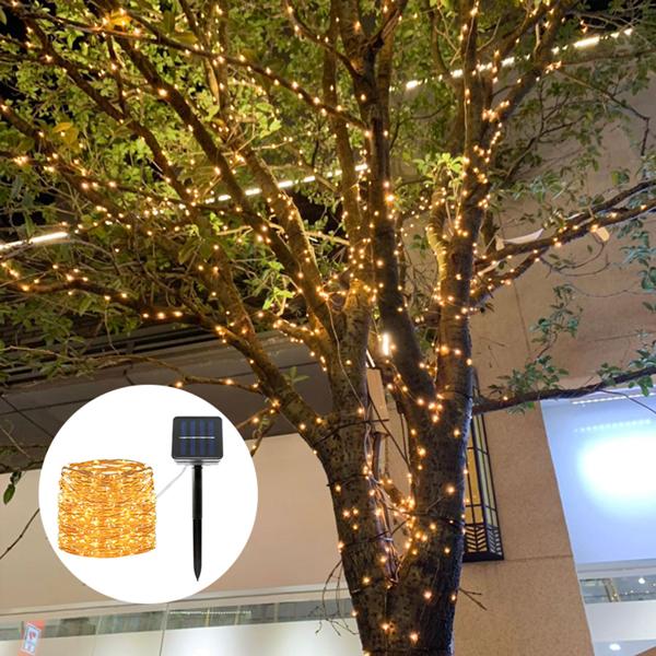 2er-Set Solar Kupferdraht Lichterkette 22m, 200 warmweisse LEDs, IP44 – Energieeffizient, robust und wunderschön