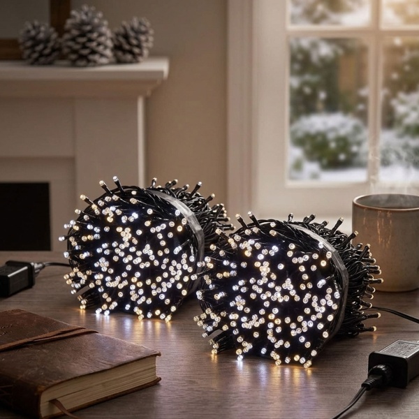 2er-Set LED Lichterkette WLAN mit 400 LEDs warmweiss bis kaltweiss – App-Steuerung, Sprachsteuerung, dimmbar, Timer - Für aussen IP65, 5m Zuleitung