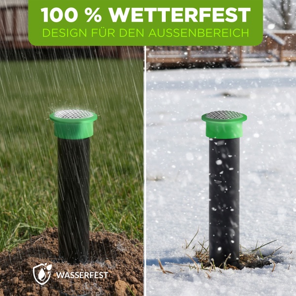 4er-Set Effektiver Tiervertreiber Erdspiess gegen Wühlmäuse, Maulwürfe, Ameisen, Schlangen & Wildtiere - Schutz für Garten & Rasen