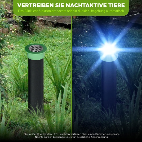 4er-Set Effektiver Tiervertreiber Erdspiess gegen Wühlmäuse, Maulwürfe, Ameisen, Schlangen & Wildtiere - Schutz für Garten & Rasen
