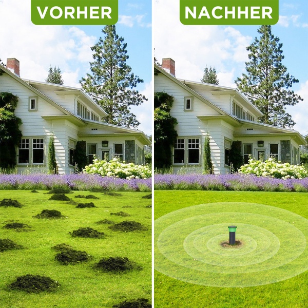 4er-Set Effektiver Tiervertreiber Erdspiess gegen Wühlmäuse, Maulwürfe, Ameisen, Schlangen & Wildtiere - Schutz für Garten & Rasen