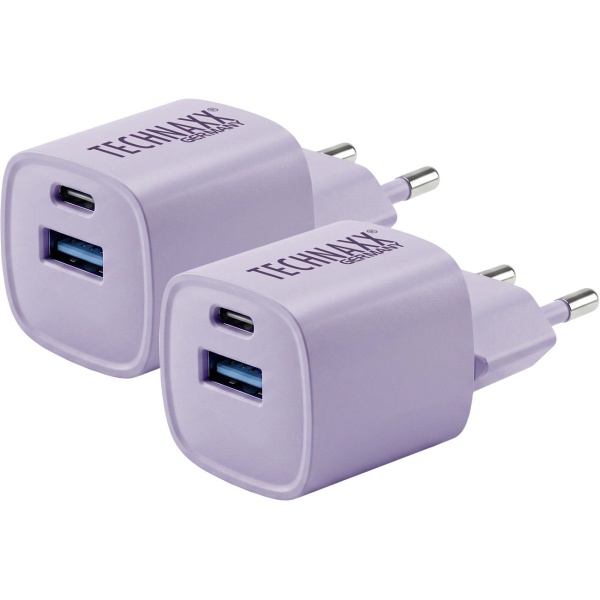 2er-Set 30W GaN Mini Schnellladegerät: 6-mal schnelleres Laden, USB C & A Netzteil - Leistungsstarkes kompaktes Ladegerät, Lila