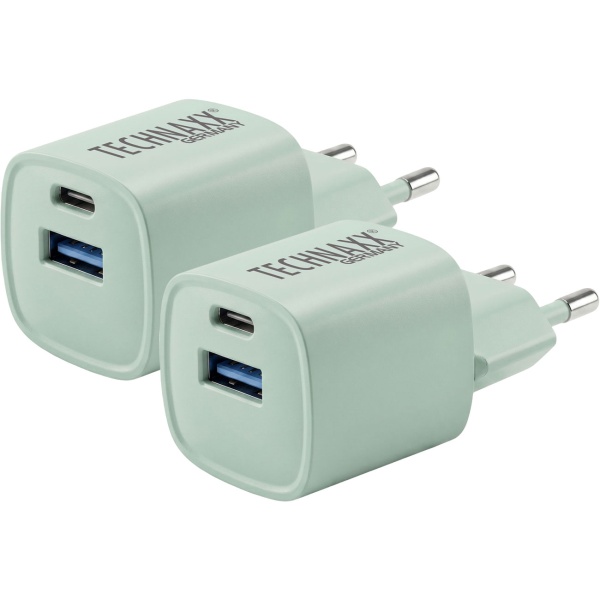 2er-Set 30W GaN Mini Schnellladegerät: 6-mal schnelleres Laden, USB C & A Netzteil - Leistungsstarkes kompaktes Ladegerät, Grün