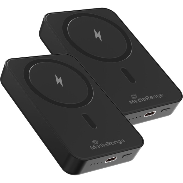 2er-Set Magnetische Powerbank 10000mAh: Kabellose Fast Charge Externe Batterie, Schnellladefunktion: USB-C für Smartphone & Unterwegs