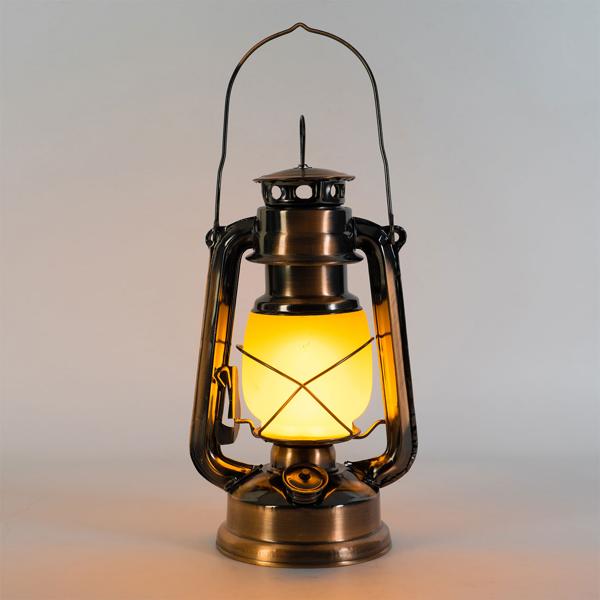 2er-Set Retro-LED-Sturmlaterne (Bronze, 25cm) mit realistischer Flammenoptik – Klassische Laterne mit modernster LED-Technik, batteriebetrieben
