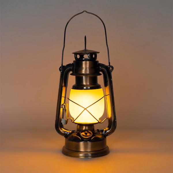 2er-Set Retro-LED-Sturmlaterne (Bronze, 25cm) mit realistischer Flammenoptik – Klassische Laterne mit modernster LED-Technik, batteriebetrieben